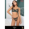 Yeni Sezon Özel Tasarım Bej Siyah Dantel İşlemeli Desteksiz Brode Sütyen Takımı