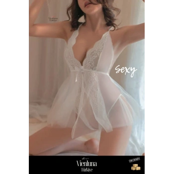 Premium Seri Kadın Lüks Çekici Rahat Tül Dantelli Zarif Erotik İddialı Tarz Seksi Transparan Gecelik