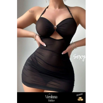 Premium Seri  Fantezi Şık Çekici Tasarım Özel Doku Seksi Stil Kadınsı İmaj Transpan Tül Gecelik