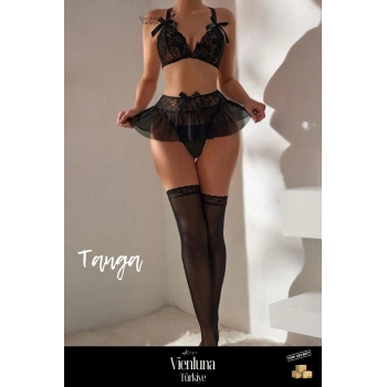 Premium Seri  Fantezi Şık Seksi Dantel Günlük Modern İç Giyim Erotik Kıyafet Yüksek Bel Etekli Takım