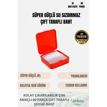Özel Tasarım Süper Güçlü Yapışkan Kolay Çıkarılabilir 60 Parça Çift Taraflı Şeffaf Bant 10lu Set