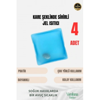 Çok Amaçlı Soğuk Havalarda Kare Şeklinde Sihirli Jel El Sıcak Tutan Isıtıcı Torba Cep Sobası 4 Adet