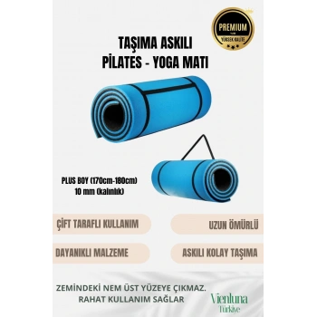 Lüks İki Yüzeyli Kayma Önleyici Silinebilir Hijyenik Yoga Minderi Pilates Meditasyon Matı 10 mm
