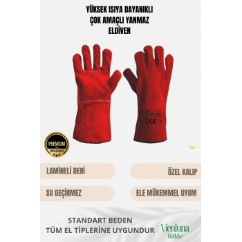 Özel Üretim Yanmaz Isıya Dayanıklı Eldiven Kaynak Yangın Için Su Geçirmez Çok Amaçlı Deri Eldiven