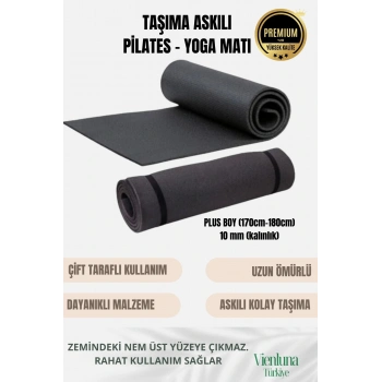 Lüks İki Yüzeyli Kayma Önleyici Silinebilir Hijyenik Yoga Minderi Pilates Meditasyon Matı 10 mm