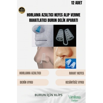 Premium Kalite Horlama Azaltıcı Nefes Alış Veriş Kolaylaştırıcı Burun Filesi Aparatı 12li Set