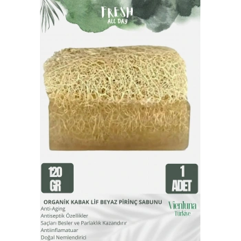 Özel Üretim El Yapımı %100 Lüks Doğal Ferah Kokulu Cilt Dostu Orijinal Kabak Lif Beyaz Pirinç Sabunu