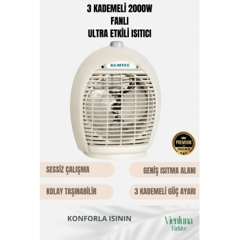 Premium Ürün Ultra Sessiz Masa Üstü Soğuk Sıcak 3 Kademeli 2000 W Fanlı Yüksek  Isıtıcı Uyumlu