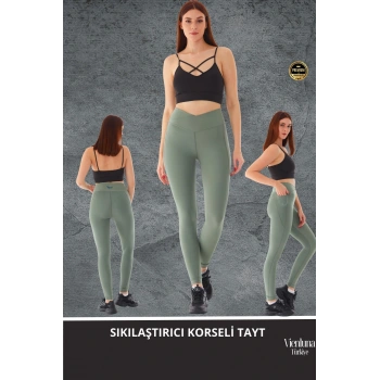 Yeni Sezon Yüksek Bel Sıkı Dokuma Tayt Cepli  İç Göstermez Yoga Fitness Gym Training Antrenman Taytı