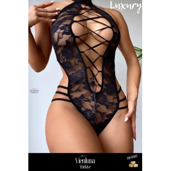 Premium Seri Transparan Dantelli Erotik Çekici Seksi Özel İddialı Zarif Gül Desenli Fantezi Mayokini