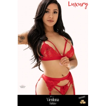 Premium Seri Özel Şık Modern Erotik Çekici Seksi Özel İddialı Zarif Dantelli Fantezi Jartiyer Takımı