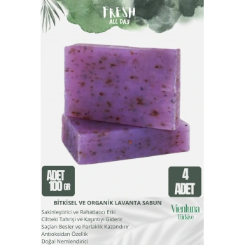 Özel Üretim El Yapımı %100 Doğal Ferah Kokulu Saç Vücut Cilt Dostu Orijinal Lavanta Sabunu 4 Adet