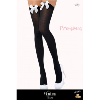 Özel Üretim Lüks Şık Fantezi Çekici Seksi İddialı Zarif Modern Beyaz Fiyonklu Jartiyer Çorabı