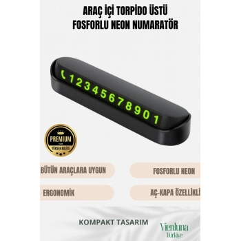Özel Üretim Araç İçi Torpido Üstü Cam Kartı Telefon Numarası Lüks Fosforlu Neon Aç-Kapa Numaratör
