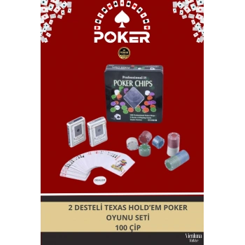 Lüks Texas Holdem Metal Poker Blackjack Seti 100 Çip 2 Deste Casino Poker Oyunu Seti