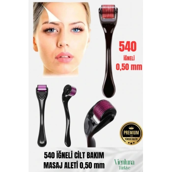 Özel Üretim Titanyum Uçlu 540 İğneli Cilt Bakım Vücut Yenileme Masaj Aleti Derma Roller 0,50 mm