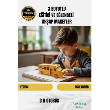 Yeni Sezon Eğitici Öğretici 3 Boyut Ahşap Puzzle Zeka Geliştirici Boyanabilir Oyun Maket Otobüs