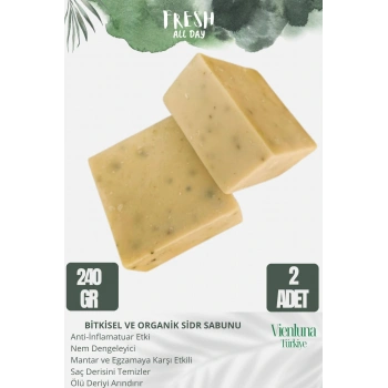 Özel Üretim El Yapımı %100 Doğal Ferah Kokulu El Yüz Saç Vücut Cilt Dostu Sidr Sabunu 2 ADET
