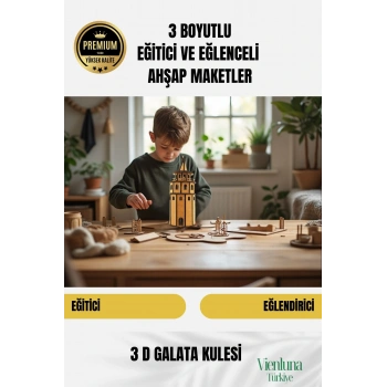Yeni Sezon Eğitici Öğretici 3 Boyut Ahşap Zeka Geliştirici Boyanabilir Oyun Maket Galata Kulesi