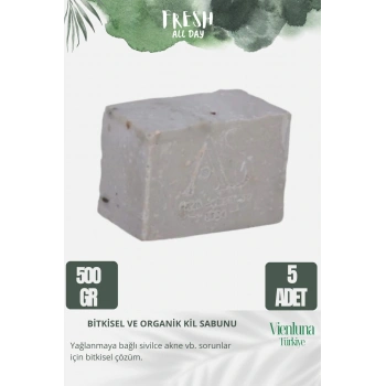Özel Üretim El Yapımı %100 Doğal Ferah Kokulu El Yüz Saç Vücut Cilt Dostu Orijinal Kil Sabunu 5 Adet