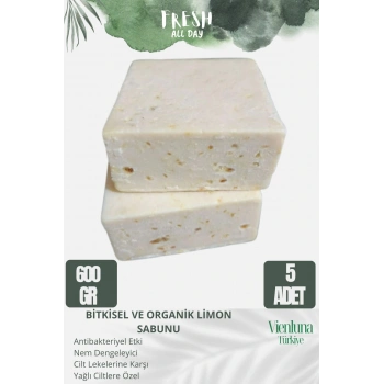 Özel Üretim El Yapımı %100 El YÜz Vücut Saç Lüks Doğal Ferah Kokulu Cilt Dostu Limon Sabunu 5 Adet