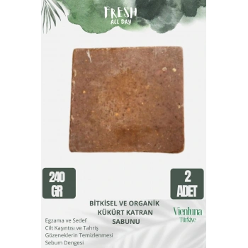 Özel Üretim El Yapımı %100 Doğal Lüks Doğal Ferah Kokulu Cilt Dostu Kükürt Katran Sabunu 2 Adet