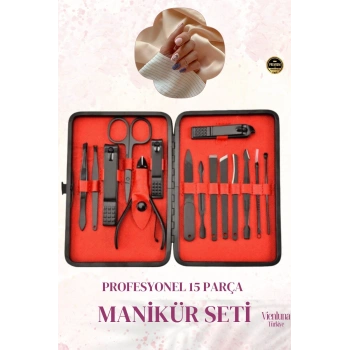 Premium Kalite Dayanıklı Profesyonel Manikür Seti Paslanmaz Çelik El Yüz Ayak Nail Bakım 15 Parça