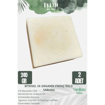 Özel Üretim El Yapımı %100 Doğal Vücut Saç Lüks Ferah Kokulu Cilt Dostu Pirinç Özlü Sabunu 2 Adet