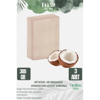 Özel Üretim %100 Doğal El Yapımı Ferah Kokulu Cilt Bakım Dostu Hindistan Cevizi Sabunu 3 Adet
