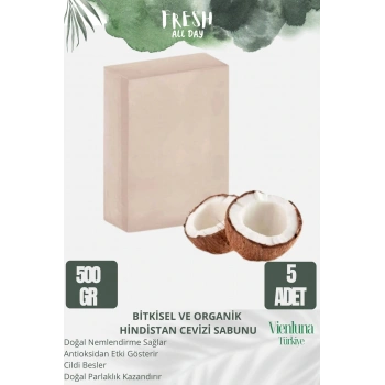 Özel Üretim %100 Doğal El Yapımı Ferah Kokulu Cilt Dostu Hindistan Cevizi Sabunu 5 Adet