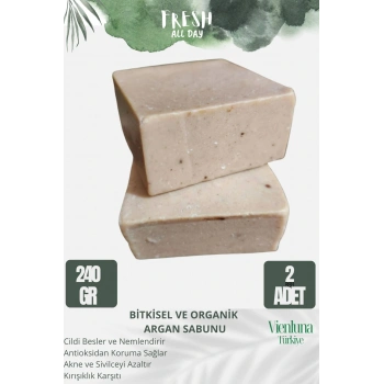 Özel Üretim El Yapımı %100 Doğal Ferah Kokulu El Yüz Saç Vücut Cilt Dostu Bakım Argan Sabunu 2 Adet