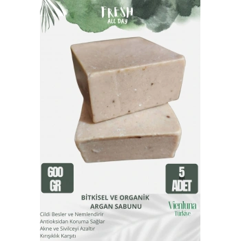 Özel Üretim El Yapımı %100 Doğal Ferah Kokulu El Yüz Saç Vücut Cilt Dostu Bakım Argan Sabunu 5 Adet