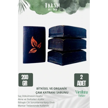 Özel Üretim El Yapımı %100 Doğal Lüks Doğal Ferah Kokulu Cilt Dostu Çam Katranı Sabunu 2 Adet