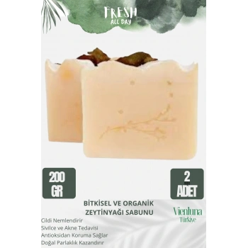 Özel Üretim El Yapımı %100 Doğal Ferah Kokulu Saç El Yüz Vücut Cilt Dostu Zeytinyağı Sabun 2 Adet