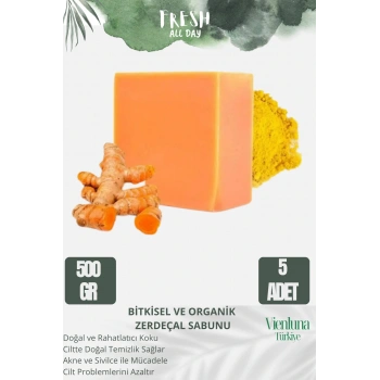 Özel Üretim El Yapımı %100 Doğal Vücut Saç Yüz Lüks Ferah Kokulu Cilt Dostu Zerdeçal Sabunu 5 Adet
