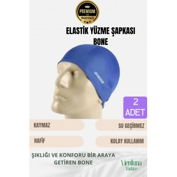 Özel Tasarım Suya Dayanıklı Silikon Havuz Deniz Kullanımına Uygun Esnek Yüzme Bonesi 2li Set