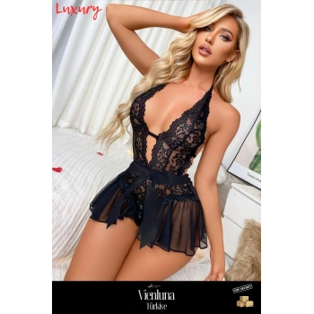 Premium Seri Özel Rahat Tarz Şık Modern Çekici Seksi Erotik Lüks Fantezi Kurdela Detay Babydoll Body