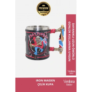 Deluxe Tasarım Dekoratif Estetik Armağan Sevgili Dost Paslanmaz Çelik Iron Maiden Kupa 12*15 cm