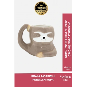 Deluxe Tasarım Dekoratif Estetik Armağan Sevgili Dost Arkadaş Porselen Koala Kupa 11*12 Cm