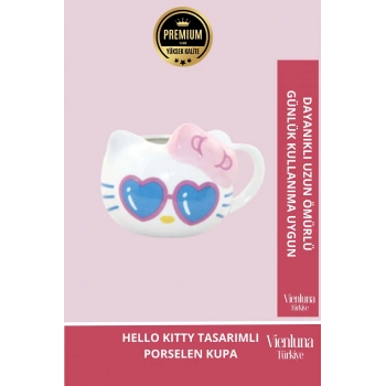 Deluxe Tasarım Dekoratif Estetik Armağan Sevgili Dost Aşk Arkadaş Porselen Hello Kitty Kupa Bardak