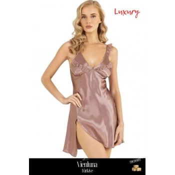 Özel Üretim Premium Ürün Şık Rahat Lüks Zarif Modern Seksi Fantezi Erotik Vizon Kısa Saten Gecelik