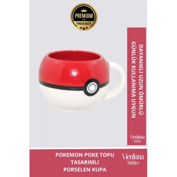 Deluxe Tasarım Dekoratif Estetik Armağan Sevgili Dost Aşk Arkadaş Porselen Pokemon Topu Kupa Bardak