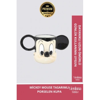 Deluxe Tasarım Dekoratif Estetik Armağan Sevgili Dost Aşk Arkadaş Porselen Mickey Mouse Kupa Bardak