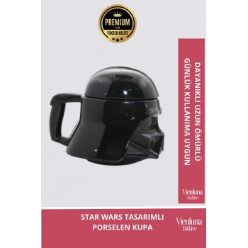 Deluxe Tasarım Dekoratif Estetik Armağan Sevgili Dost Aşk Arkadaş Porselen Star Wars Kupa Bardak