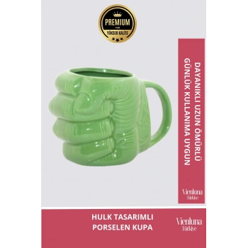 Deluxe Tasarım Dekoratif Estetik Armağan Sevgili Dost Aşk Arkadaş Porselen Hulk Kupa Bardak