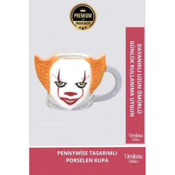 Deluxe Tasarım Dekoratif Estetik Armağan Sevgili Dost Aşk Arkadaş Porselen Pennywise Kupa Bardak