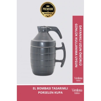 Deluxe Tasarım Dekoratif Estetik Armağan Sevgili Dost Aşk Arkadaş Porselen El Bombası Kupa Bardak