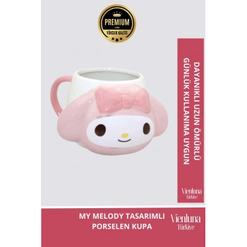 Deluxe Tasarım Dekoratif Estetik Armağan Sevgili Dost Arkadaş Porselen My Melody Kupa Bardak 9*13 Cm