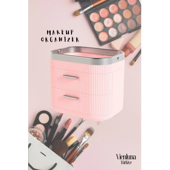Özel Üretim Makyaj Malzemeleri Organizeri Düzenleyici Saklama Kutusu Pink