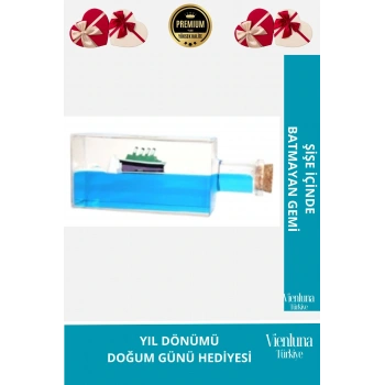 Premium Üretim Batmayan Bacalı Gemi Yıl Dönümü Aşk Sevgili Doğum Günü Hediye Şişe Akvaryum